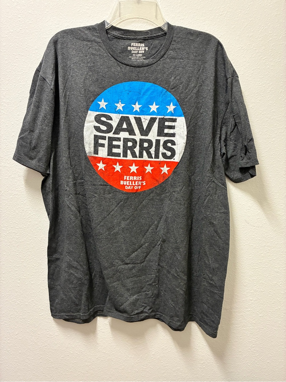 Ferris Bueller's Day Off Save Ferris Graphic Tee - Charcoal with Red & Blue